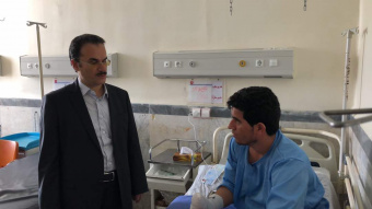 بازدید ریاست دانشگاه و هییت همراه ازبخشهای آی سی یو، سی سی یو، داخلی و سایر بخشهای بستری بیمارستان امام خمینی ره پارس آباد مغان