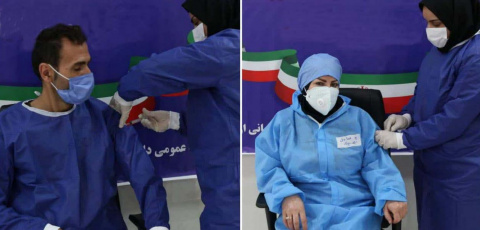 تزریق نوبت دوم واکسن اسپوتنیک روسی به کارکنان ICU کرونا بیمارستان امام خمینی (ره) اردبیل